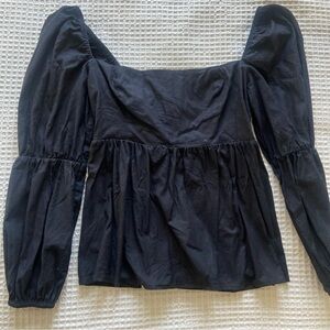 Reformation Black Puff Sleeve Blouse